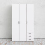 Jupiter Wardrobe 3 Doors 3 Drawers in White 2000