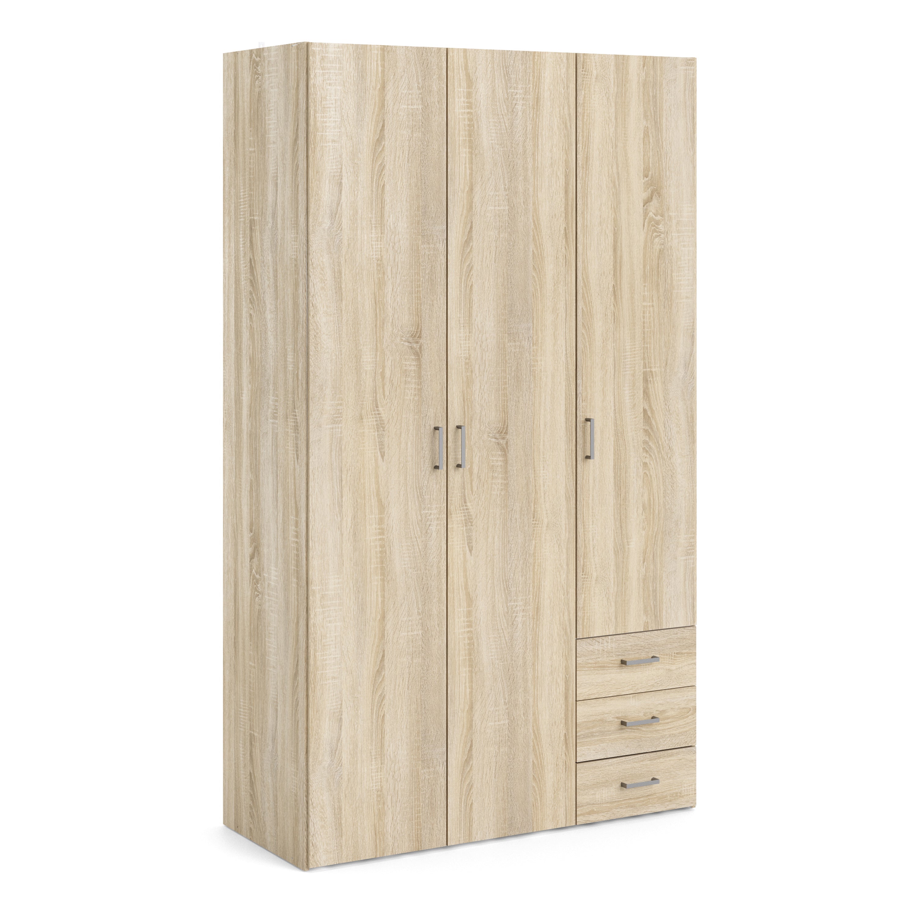 Skylar Wardrobe 3 Doors 3 Drawers in Oak 2000