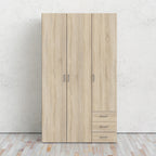 Jupiter Wardrobe 3 Doors 3 Drawers in Oak 2000