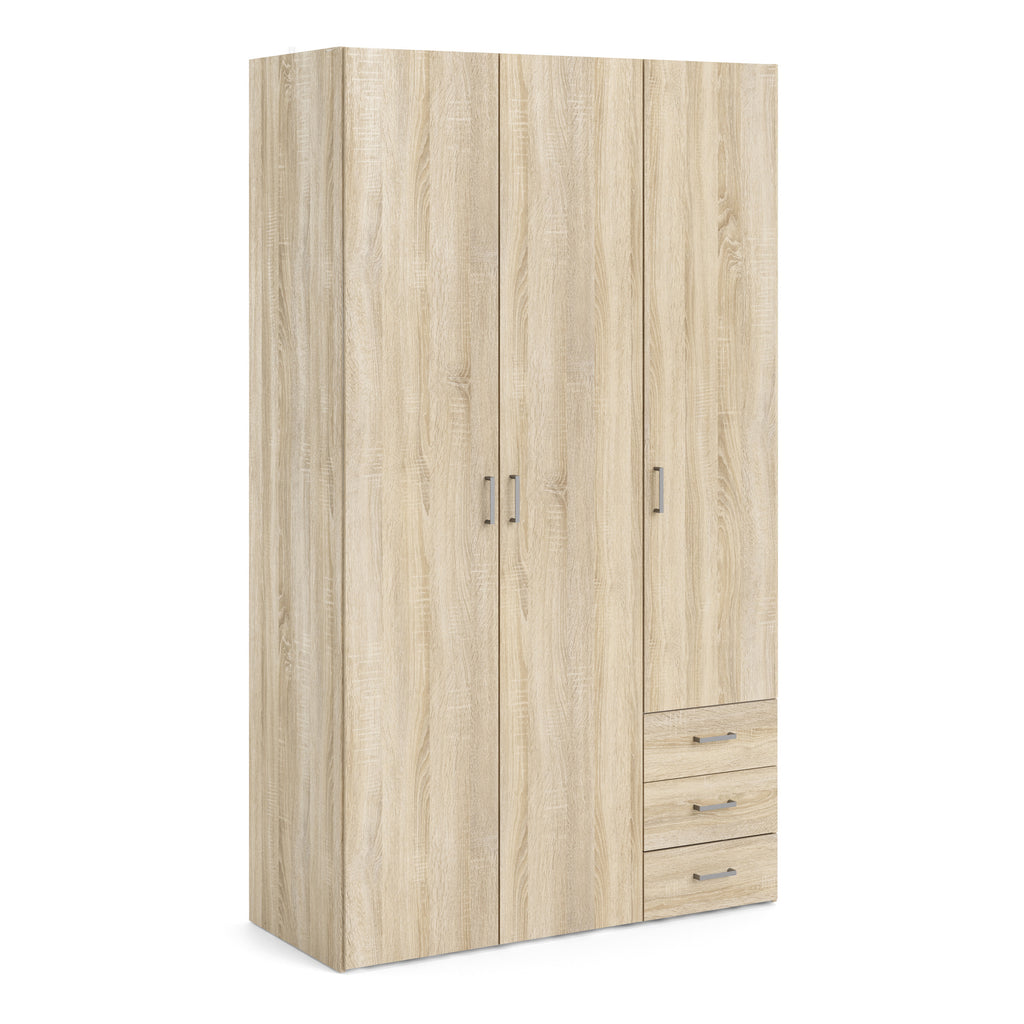 Jupiter Wardrobe 3 Doors 3 Drawers in Oak 2000