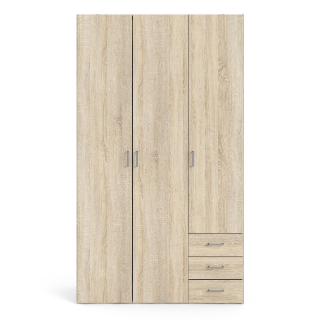 Jupiter Wardrobe 3 Doors 3 Drawers in Oak 2000