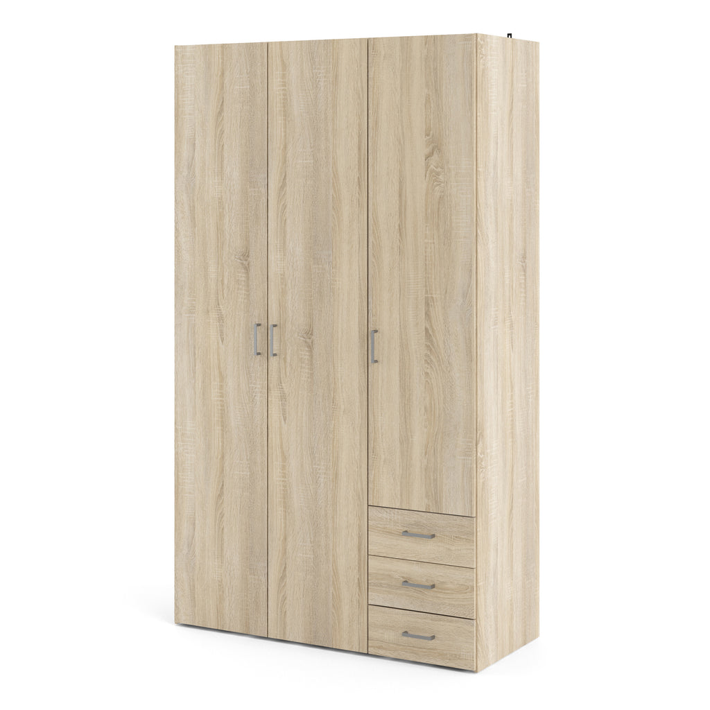 Jupiter Wardrobe 3 Doors 3 Drawers in Oak 2000