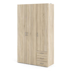 Jupiter Wardrobe 3 Doors 3 Drawers in Oak 2000