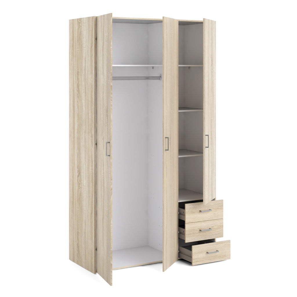 Jupiter Wardrobe 3 Doors 3 Drawers in Oak 2000