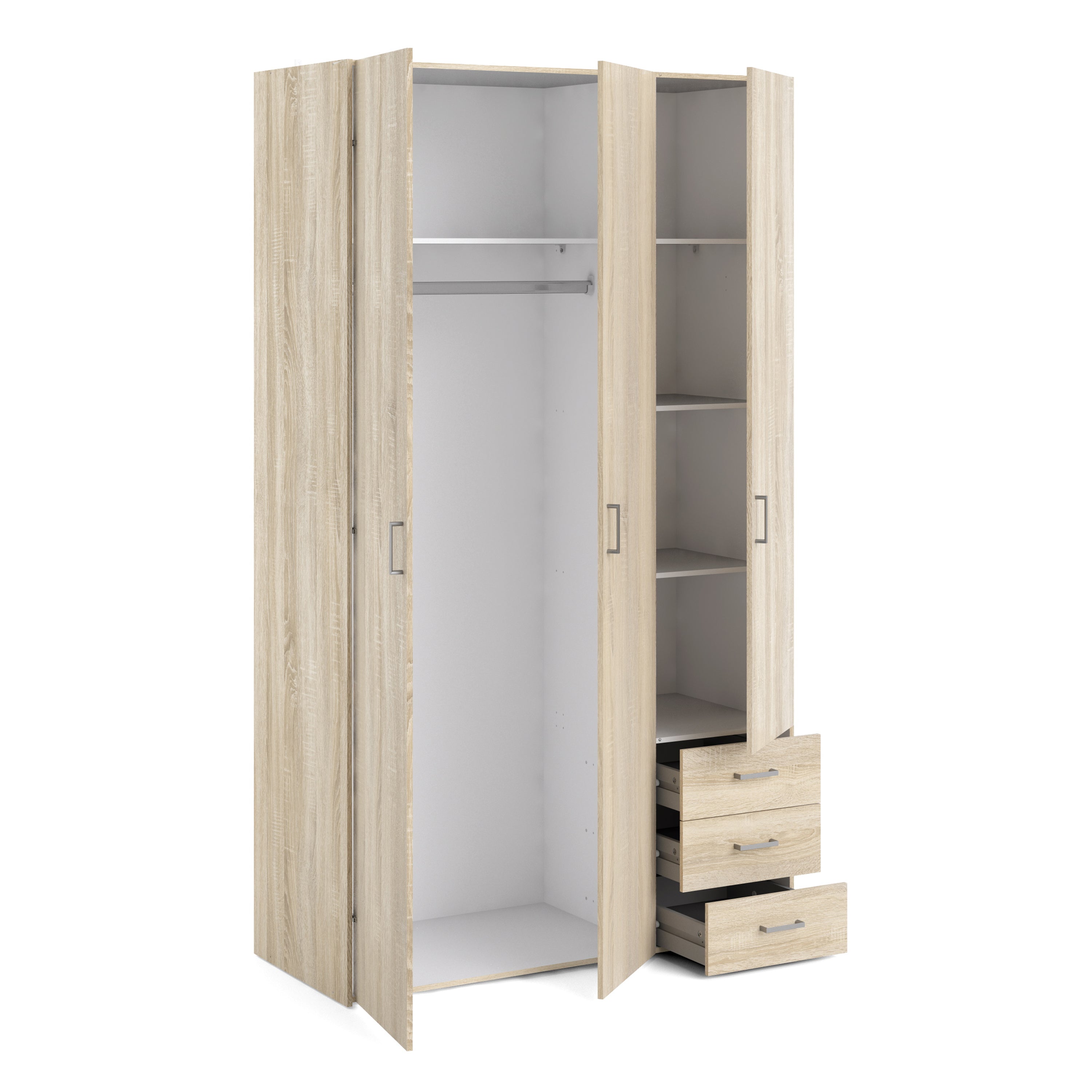 Jupiter Wardrobe 3 Doors 3 Drawers in Oak 2000