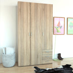 Jupiter Wardrobe 3 Doors 3 Drawers in Oak 2000