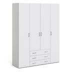 Jupiter Wardrobe 4 Doors 3 Drawers in White 2000
