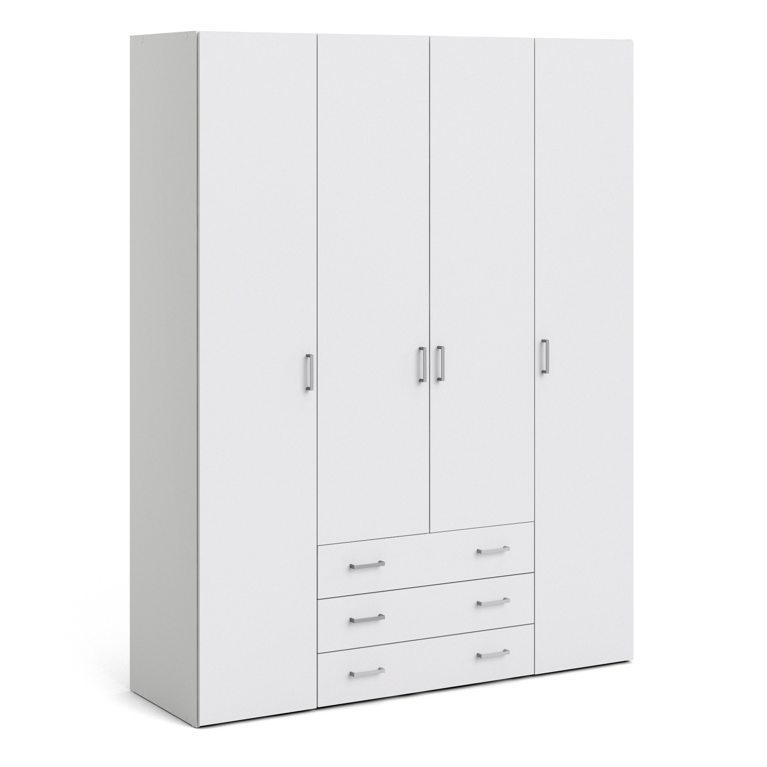 Jupiter Wardrobe 4 Doors 3 Drawers in White 2000