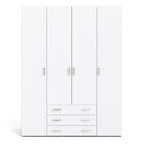 Jupiter Wardrobe 4 Doors 3 Drawers in White 2000