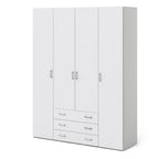 Jupiter Wardrobe 4 Doors 3 Drawers in White 2000