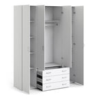 Jupiter Wardrobe 4 Doors 3 Drawers in White 2000