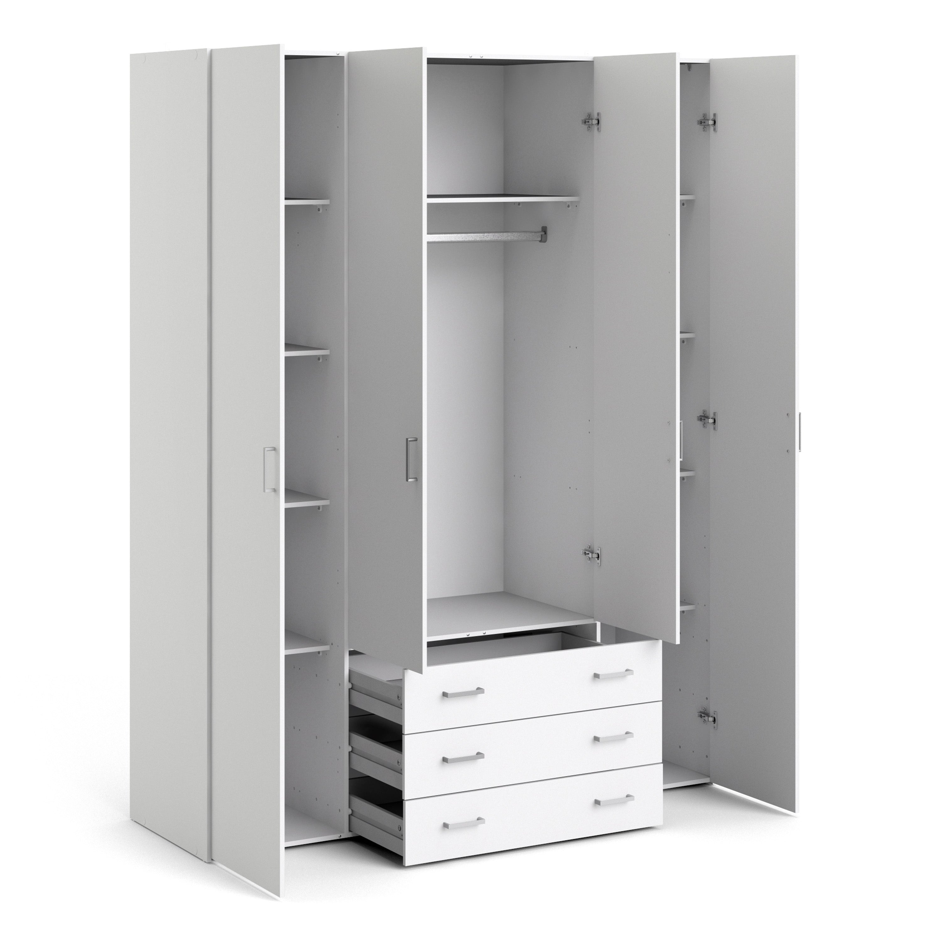 Jupiter Wardrobe 4 Doors 3 Drawers in White 2000