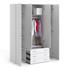 Jupiter Wardrobe 4 Doors 3 Drawers in White 2000
