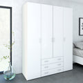 Jupiter Wardrobe 4 Doors 3 Drawers in White 2000