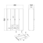 Jupiter Wardrobe 4 Doors 3 Drawers in Oak 2000