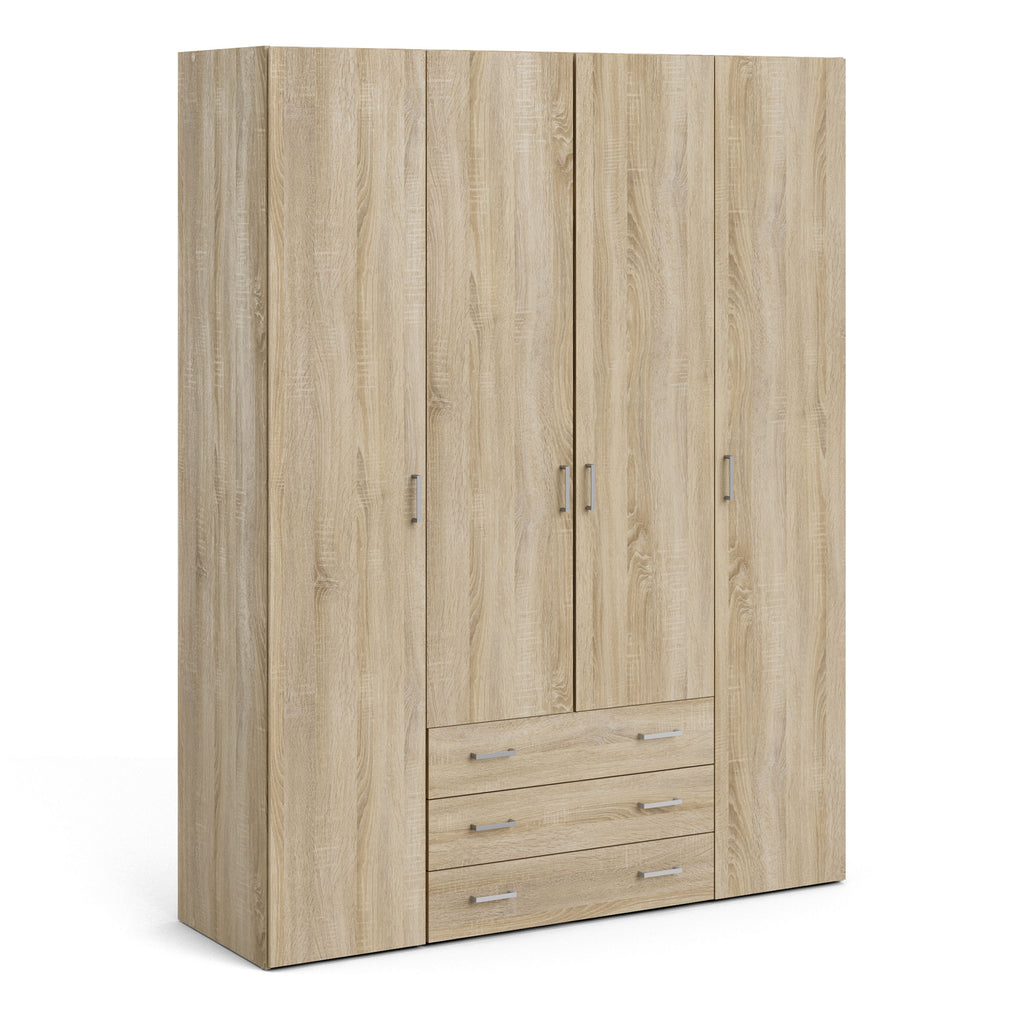 Jupiter Wardrobe 4 Doors 3 Drawers in Oak 2000