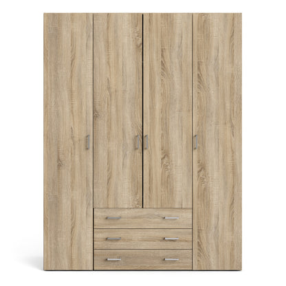 Jupiter Wardrobe 4 Doors 3 Drawers in Oak 2000