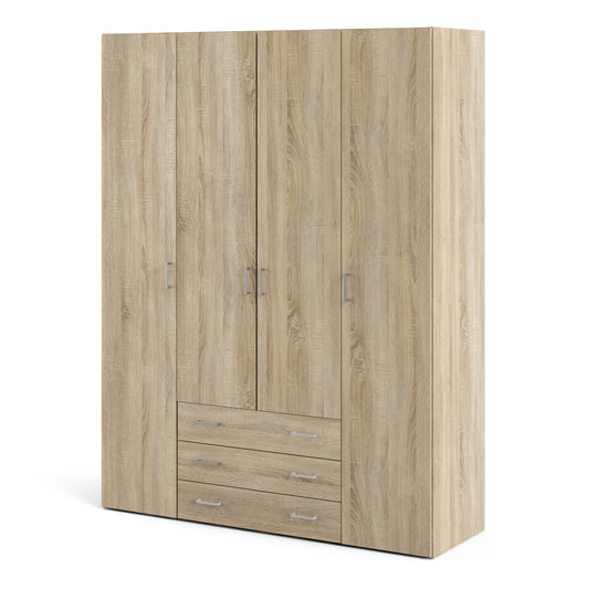 Jupiter Wardrobe 4 Doors 3 Drawers in Oak 2000