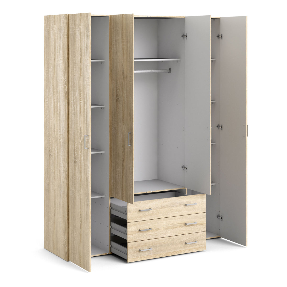 Jupiter Wardrobe 4 Doors 3 Drawers in Oak 2000