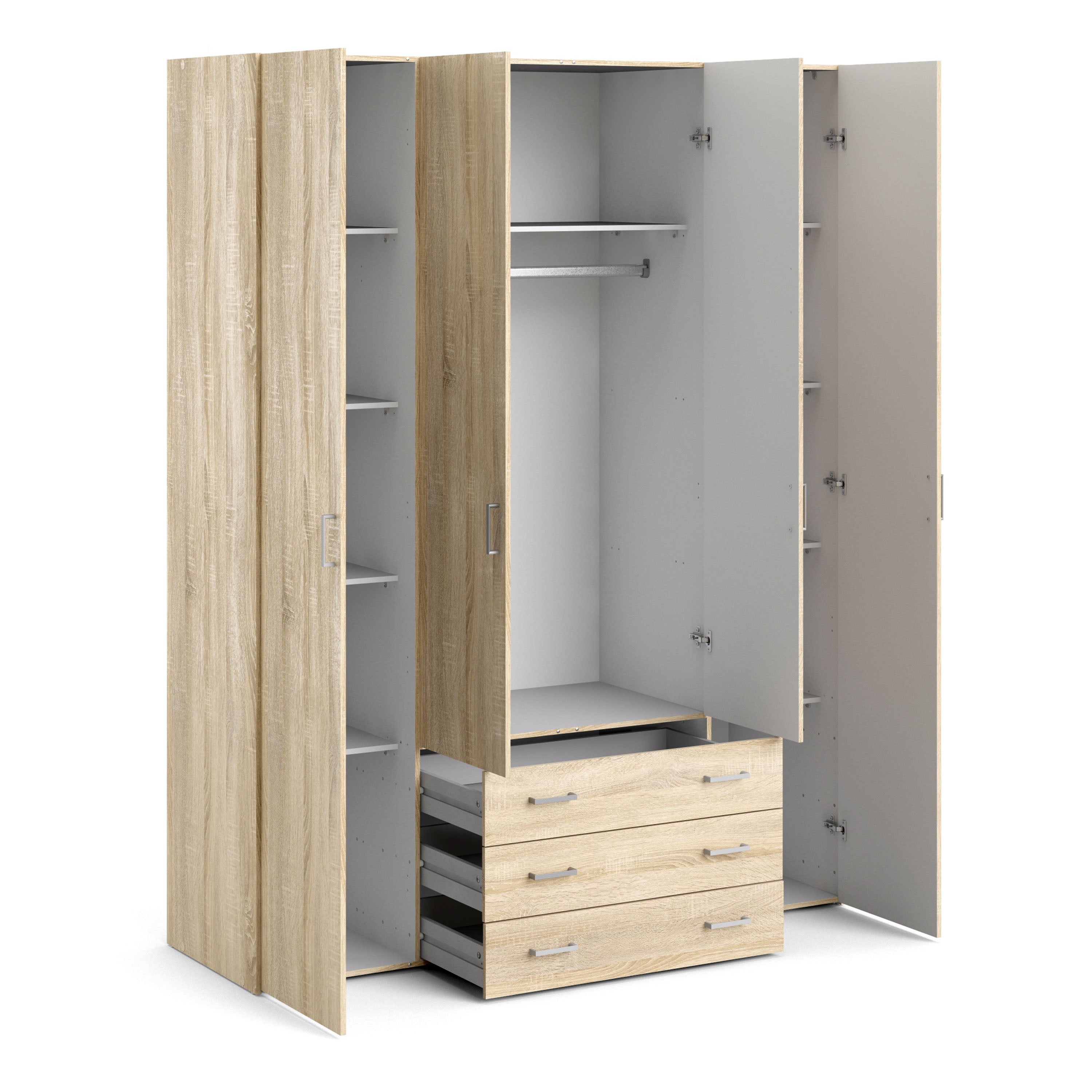 Jupiter Wardrobe 4 Doors 3 Drawers in Oak 2000