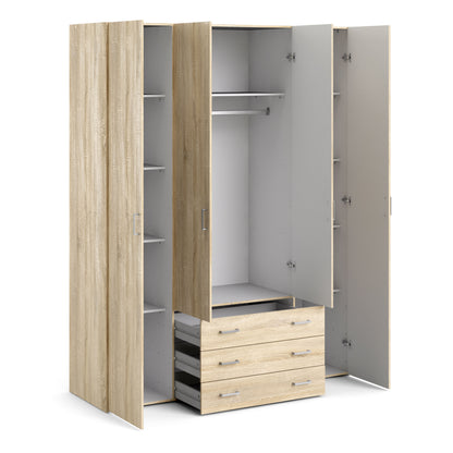 Jupiter Wardrobe 4 Doors 3 Drawers in Oak 2000