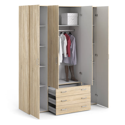 Jupiter Wardrobe 4 Doors 3 Drawers in Oak 2000