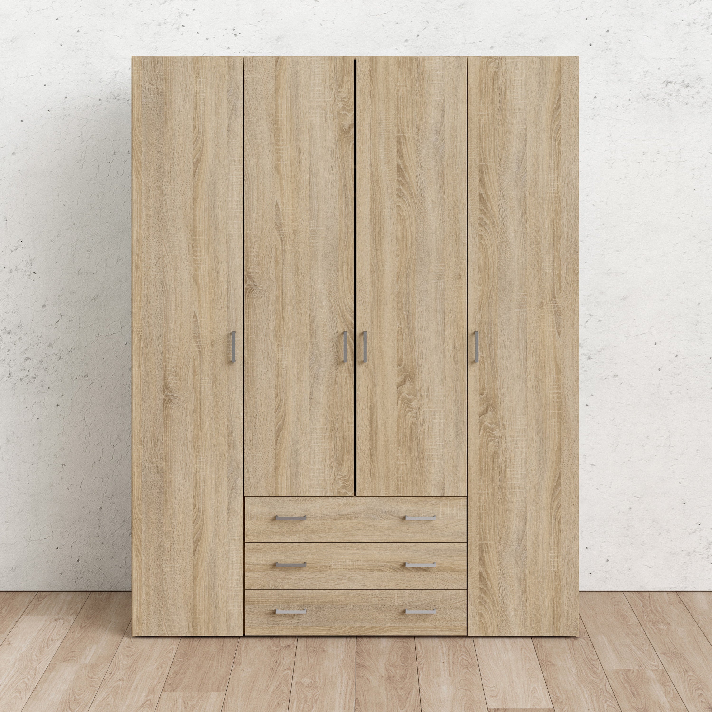 Jupiter Wardrobe 4 Doors 3 Drawers in Oak 2000