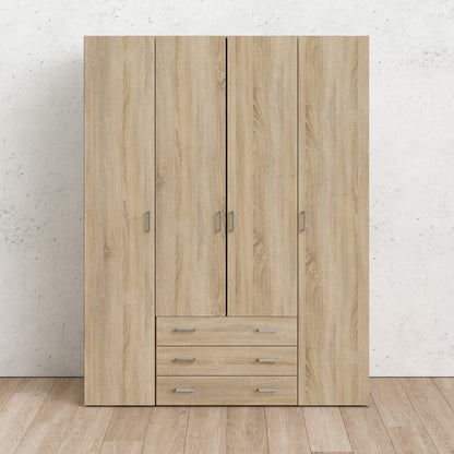 Jupiter Wardrobe 4 Doors 3 Drawers in Oak 2000