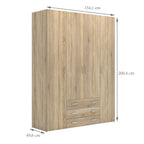 Jupiter Wardrobe 4 Doors 3 Drawers in Oak 2000
