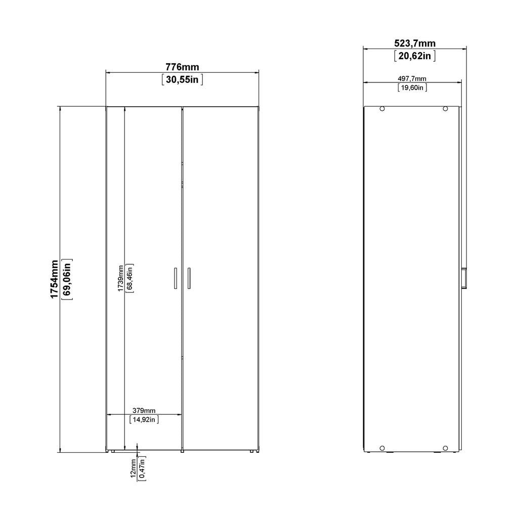 Jupiter Wardrobe 2 Doors White 1750
