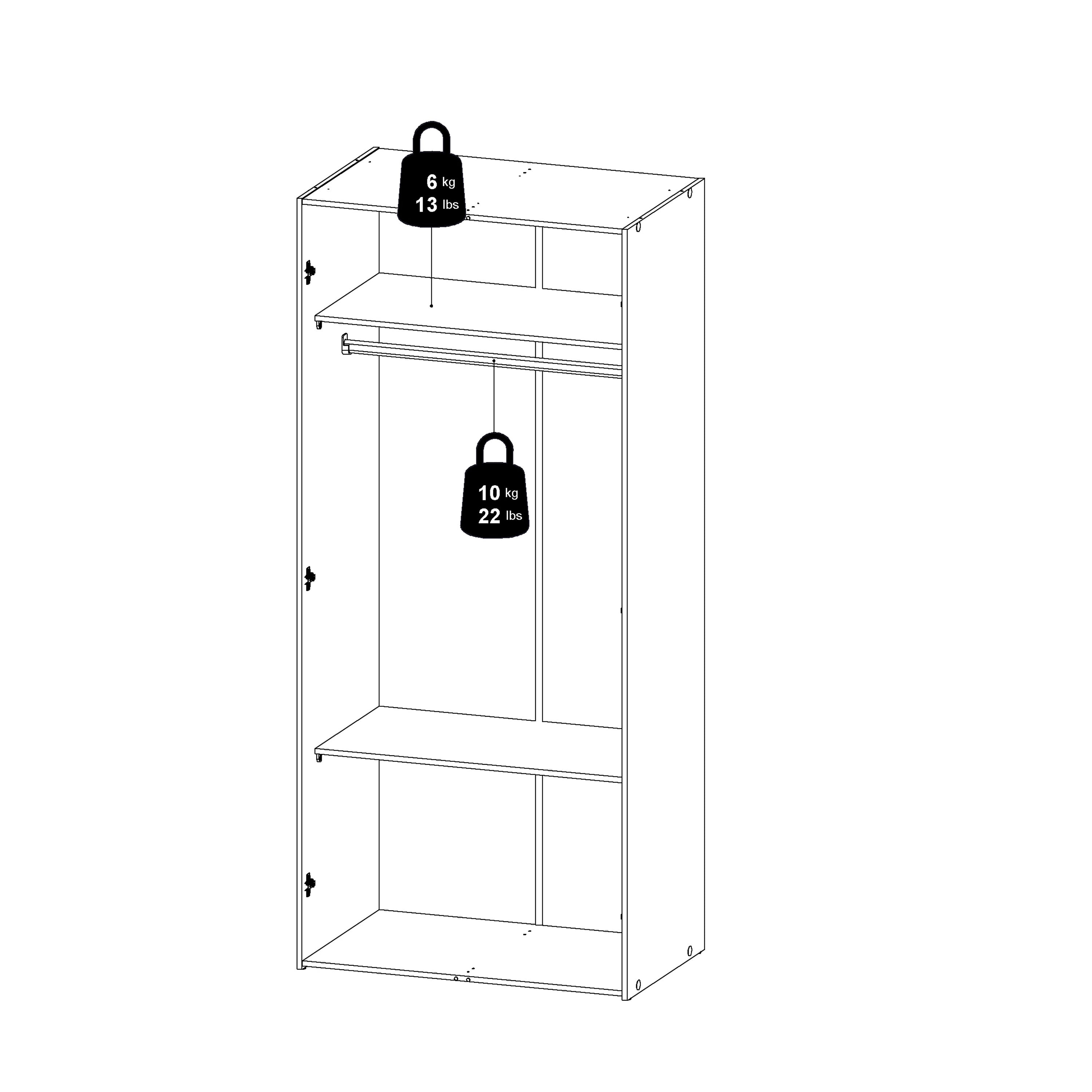 Jupiter Wardrobe 2 Doors White 1750