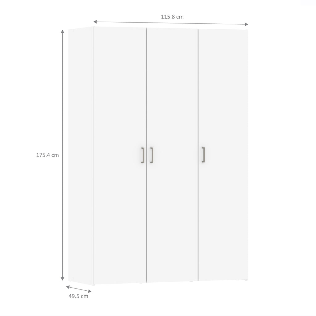Jupiter Wardrobe 3 Doors White 1750