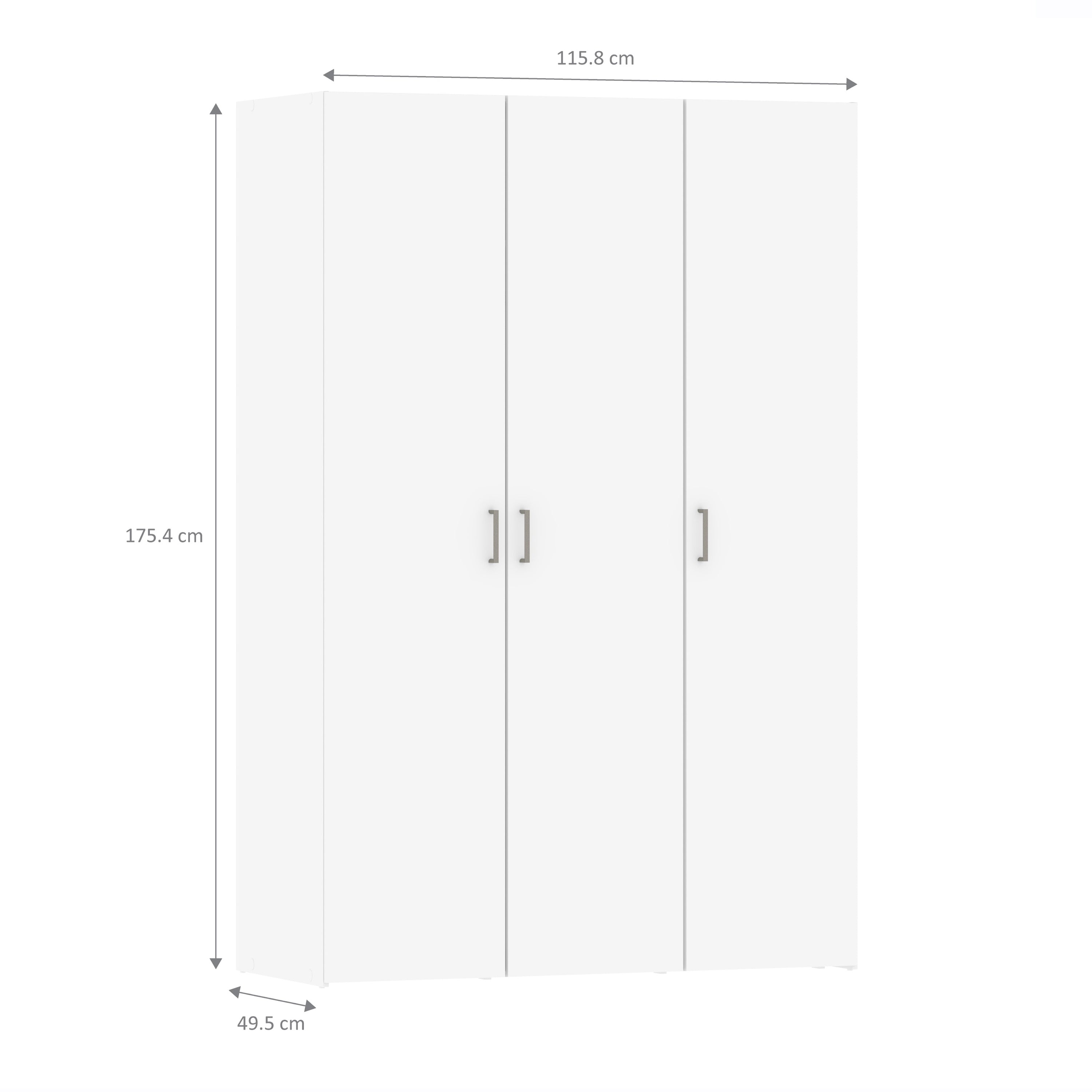 Jupiter Wardrobe 3 Doors White 1750