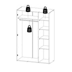 Jupiter Wardrobe 3 Doors White 1750