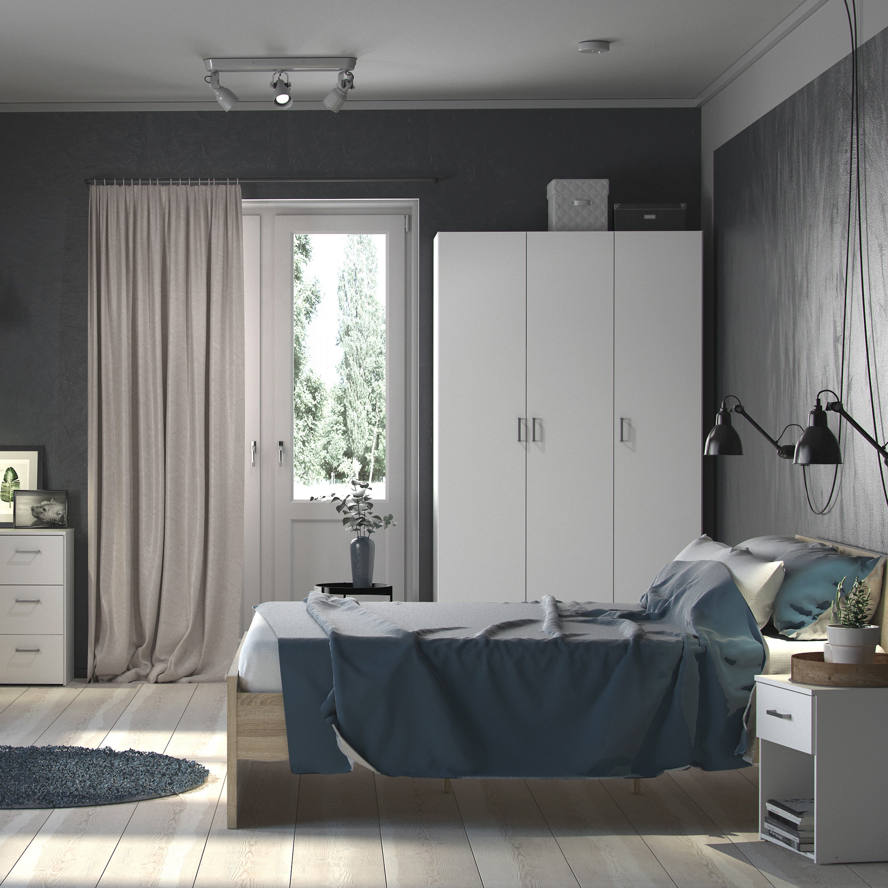 Jupiter Wardrobe 3 Doors White 1750