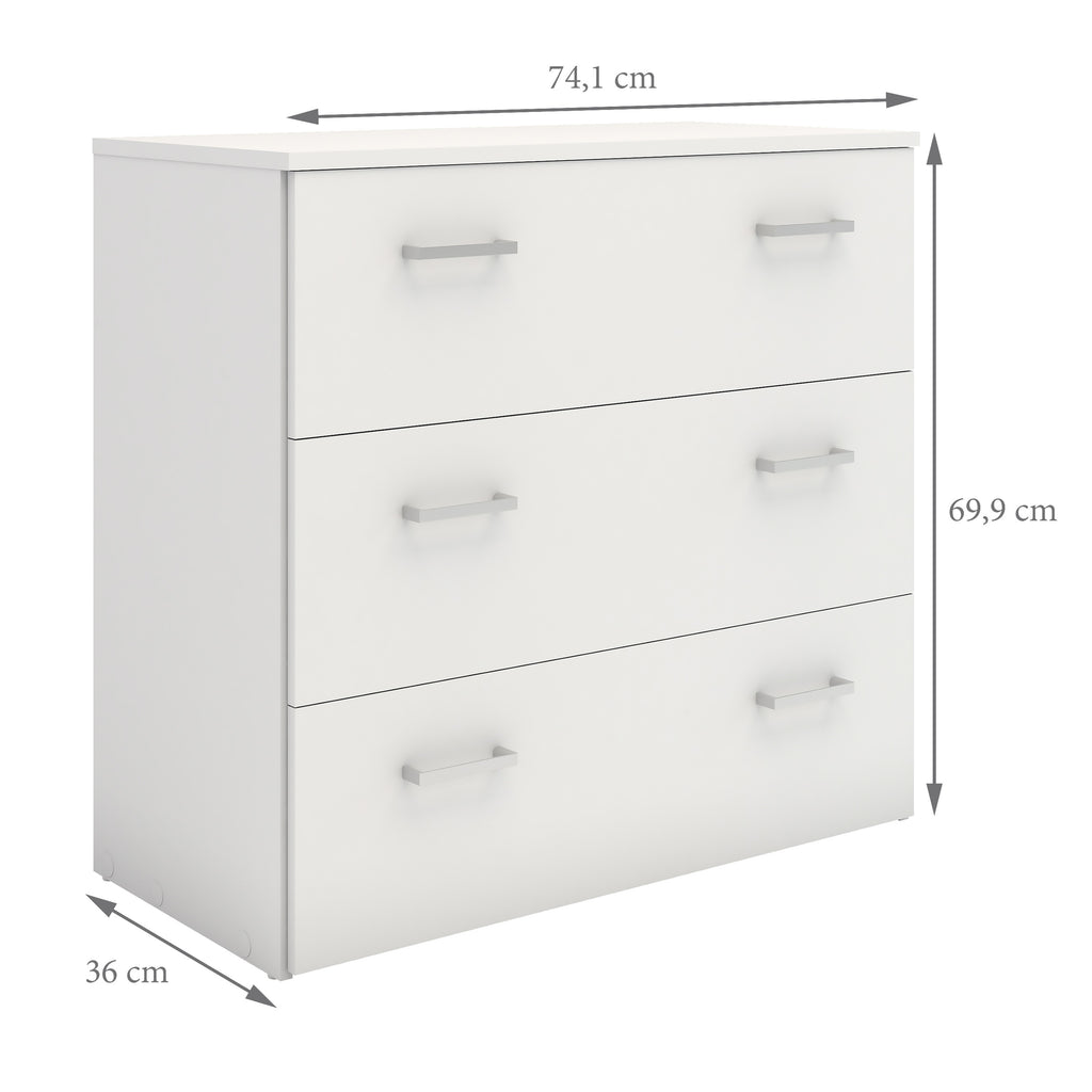 Jupiter Chest of 3 Drawers in White