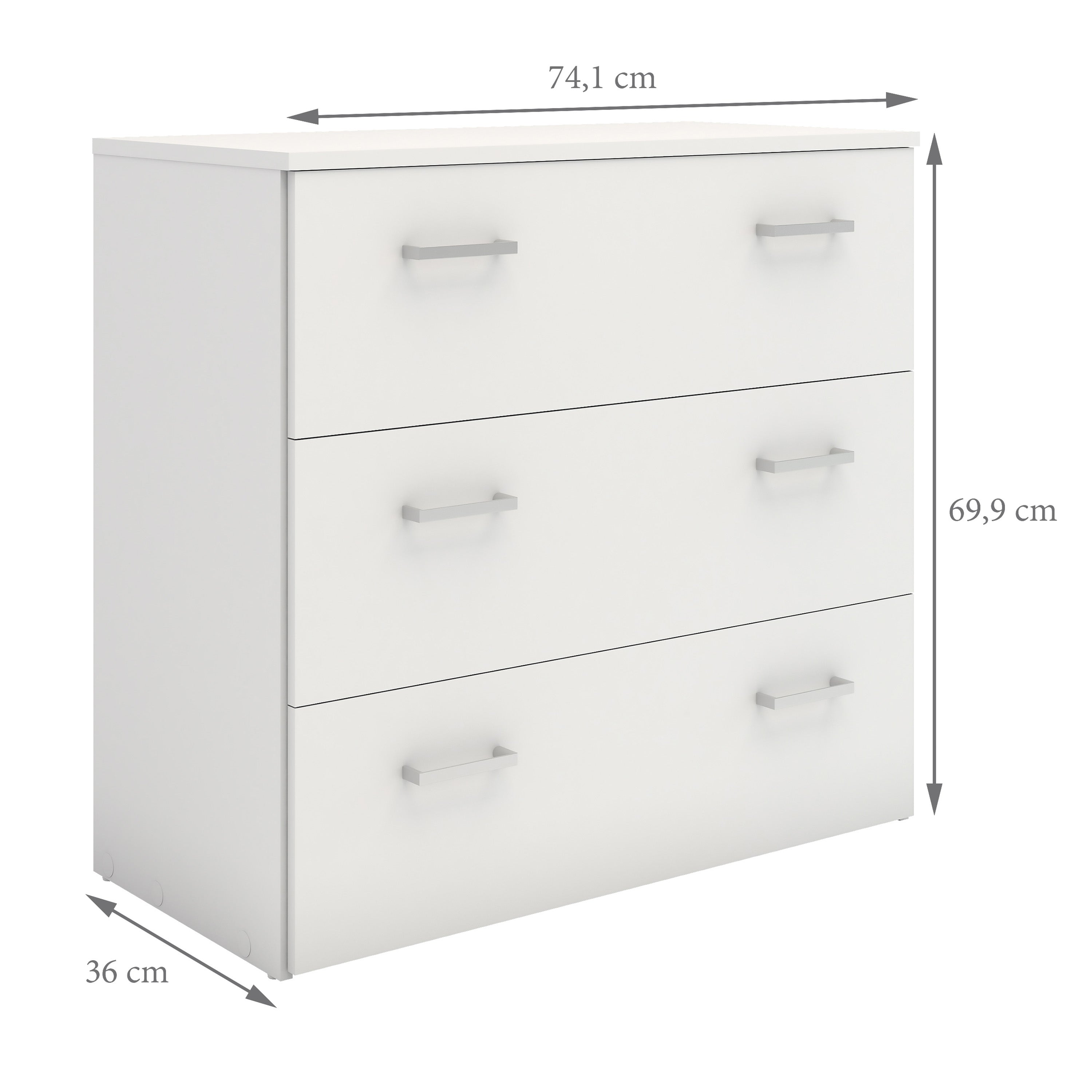 Jupiter Chest of 3 Drawers in White