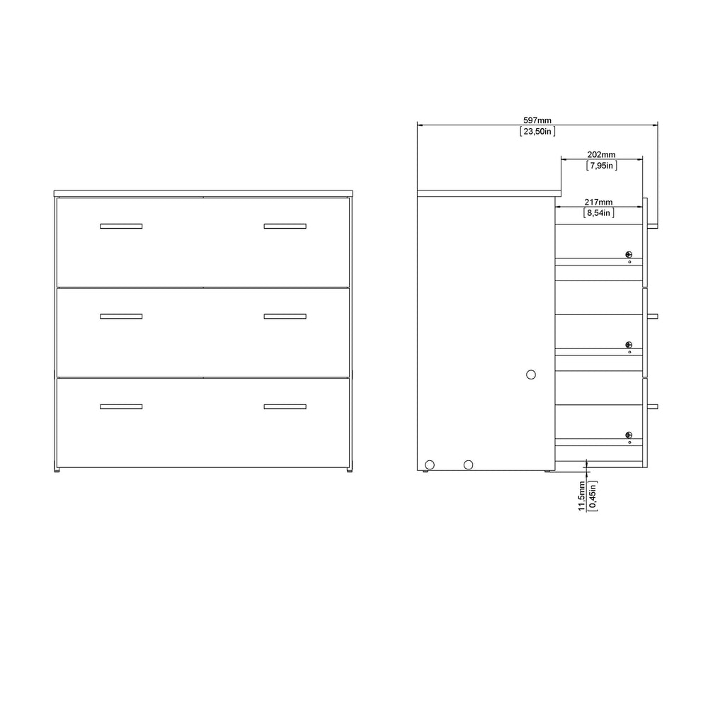 Jupiter Chest of 3 Drawers in White