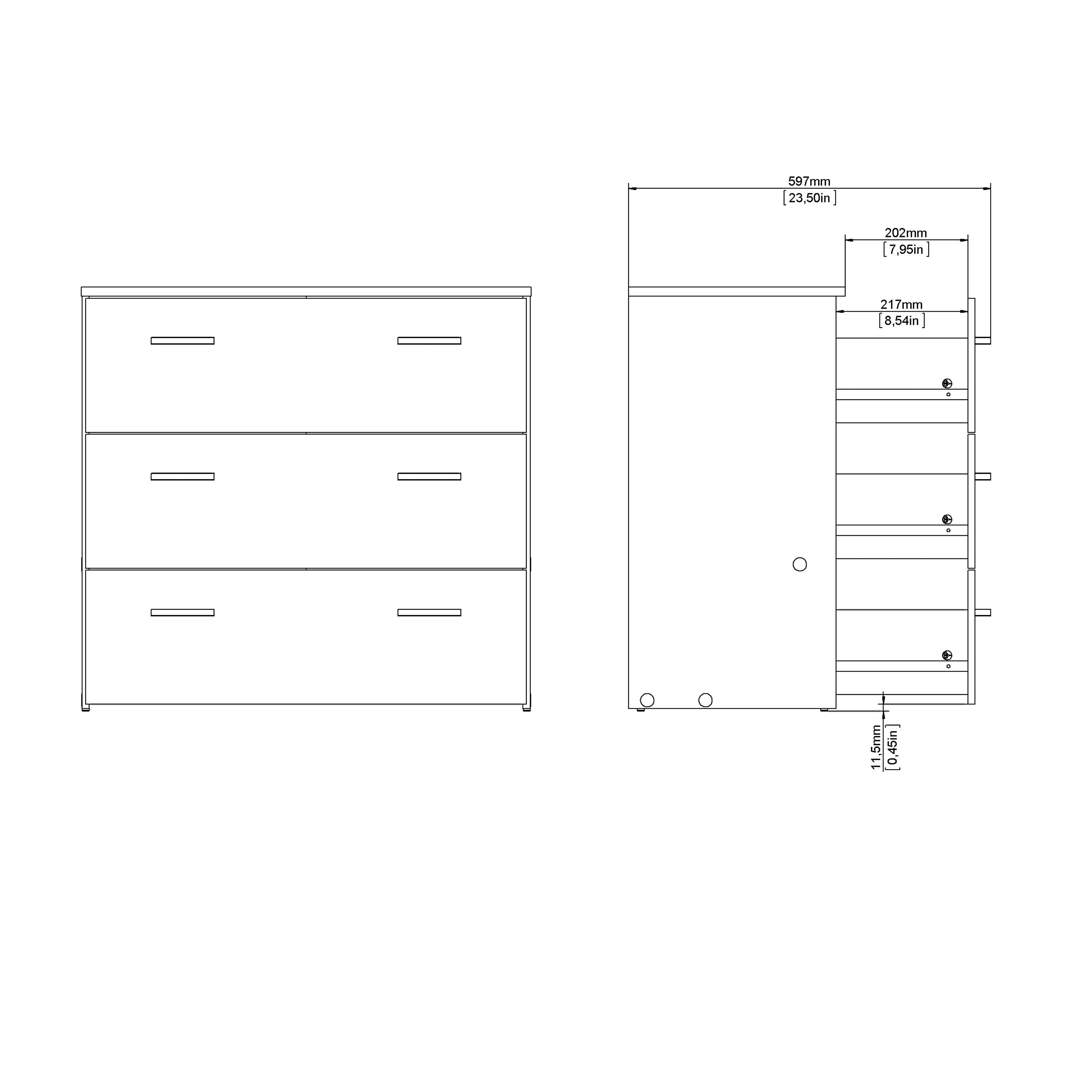 Jupiter Chest of 3 Drawers in White