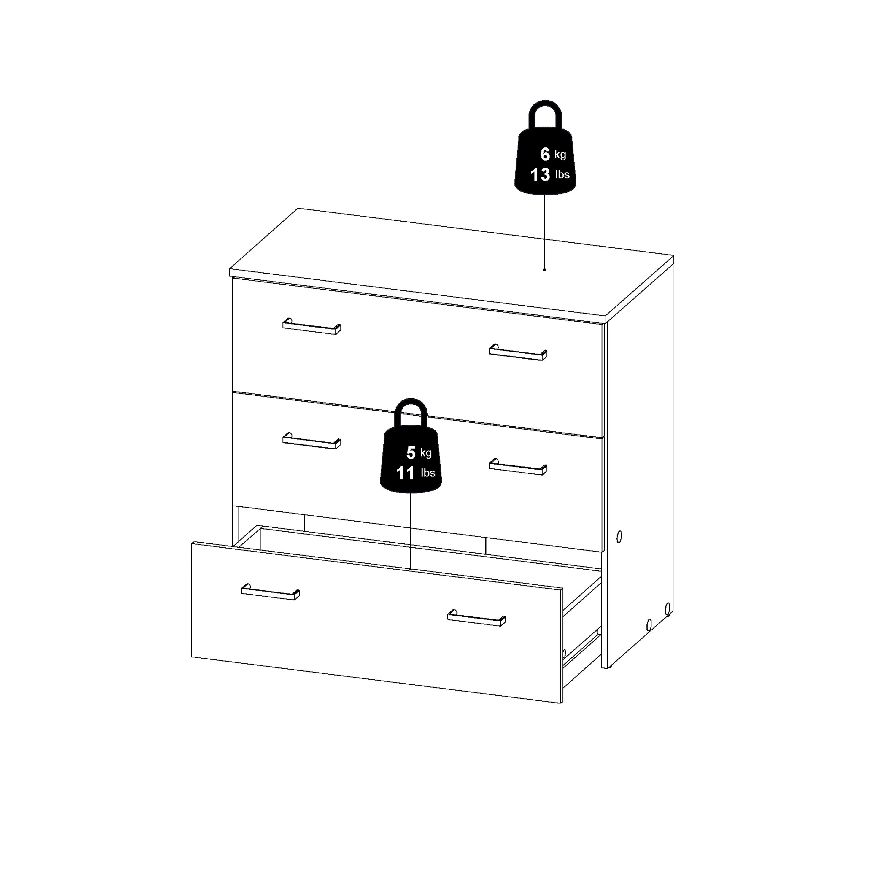 Jupiter Chest of 3 Drawers in White