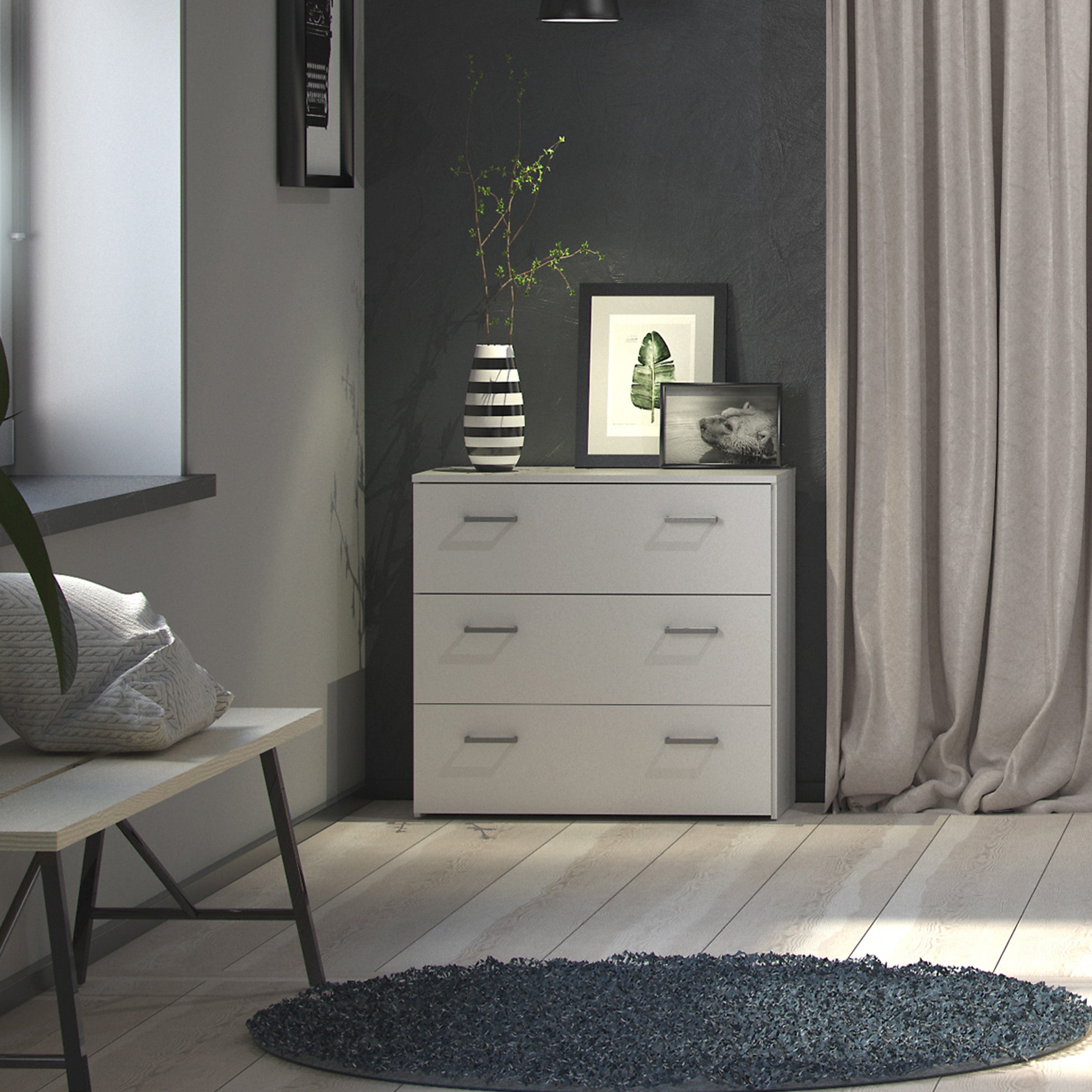 Jupiter Chest of 3 Drawers in White