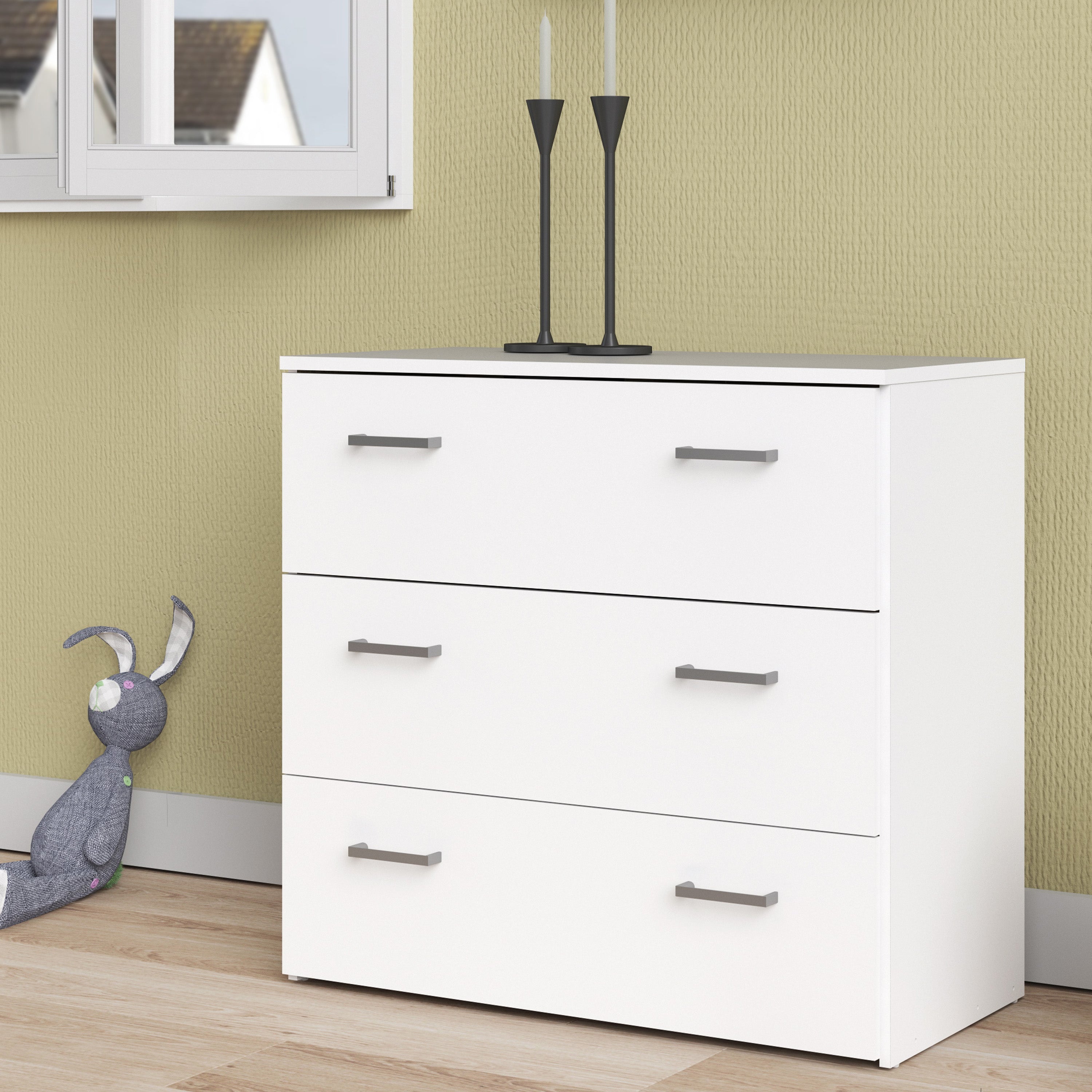 Jupiter Chest of 3 Drawers in White