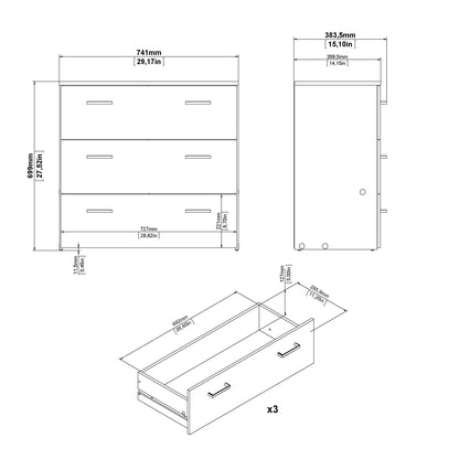 Jupiter Chest of 3 Drawers in Oak