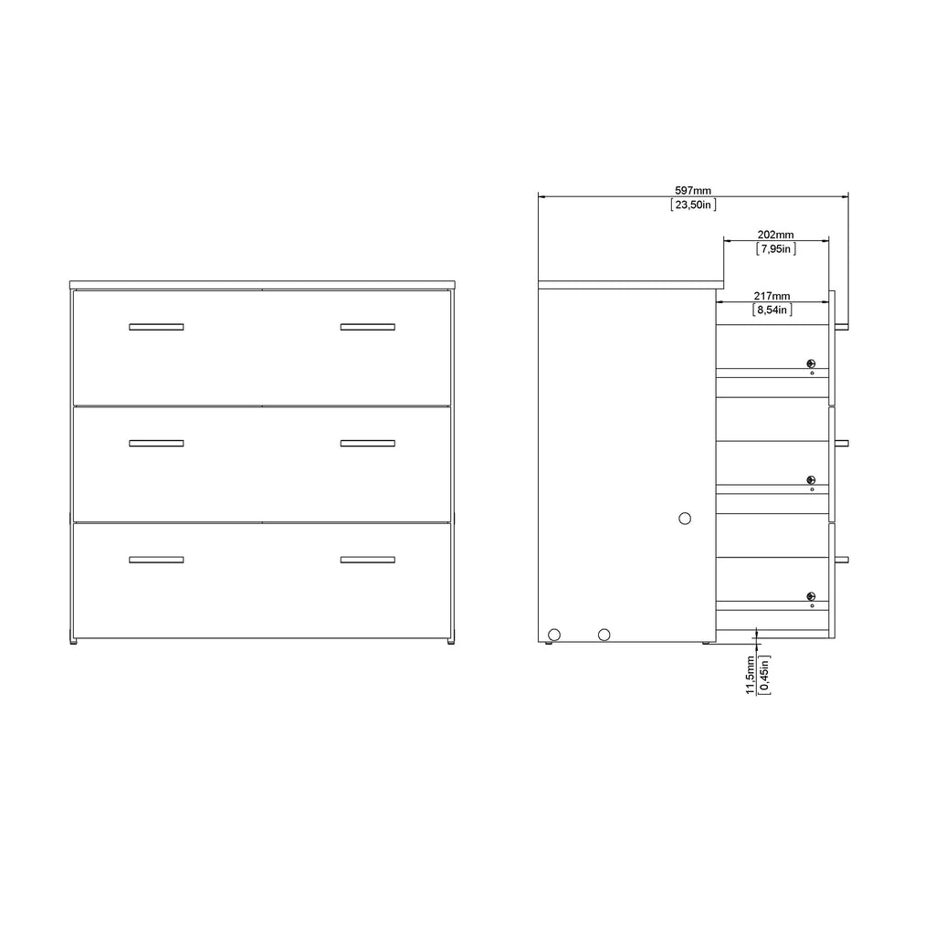 Jupiter Chest of 3 Drawers in Oak