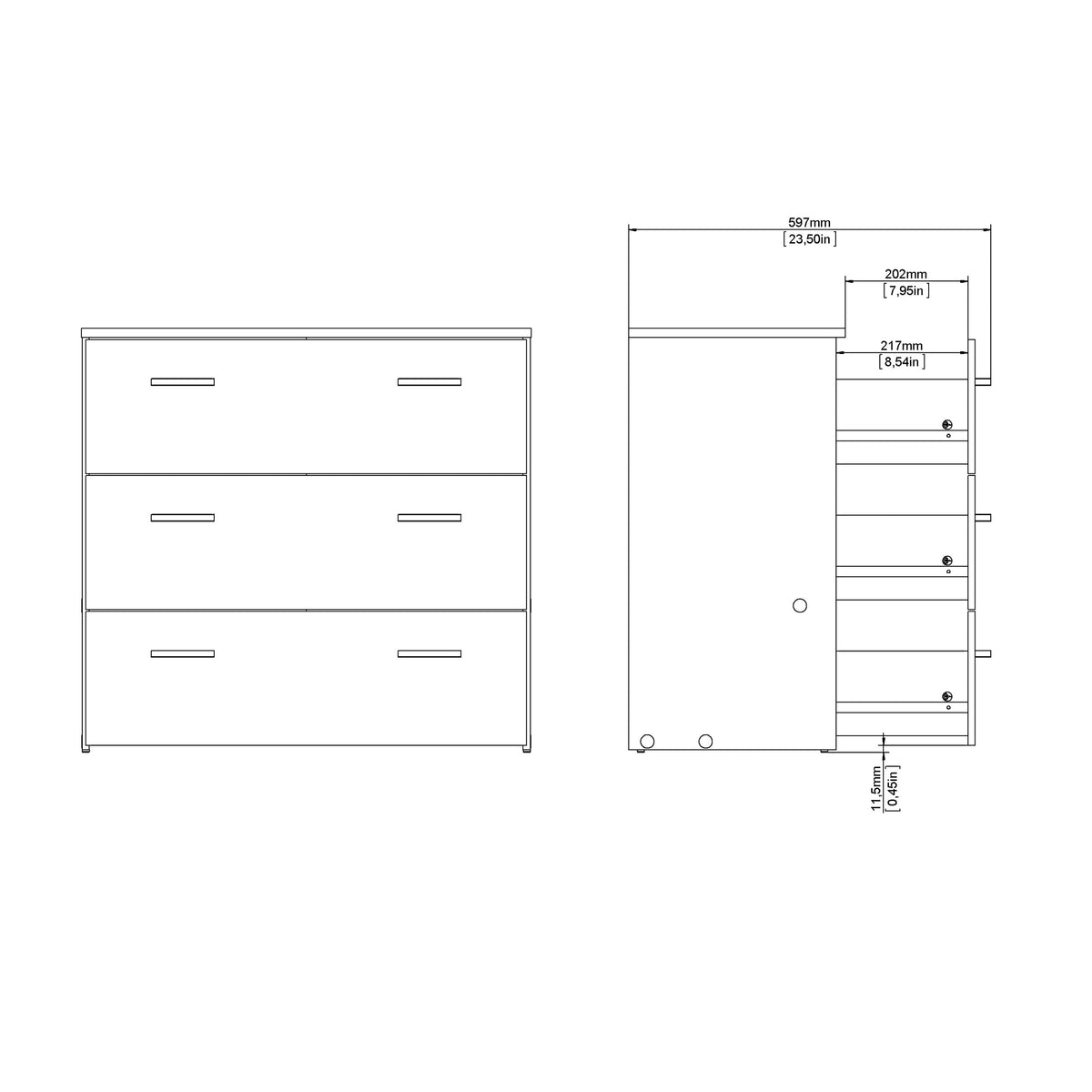 Jupiter Chest of 3 Drawers in Oak