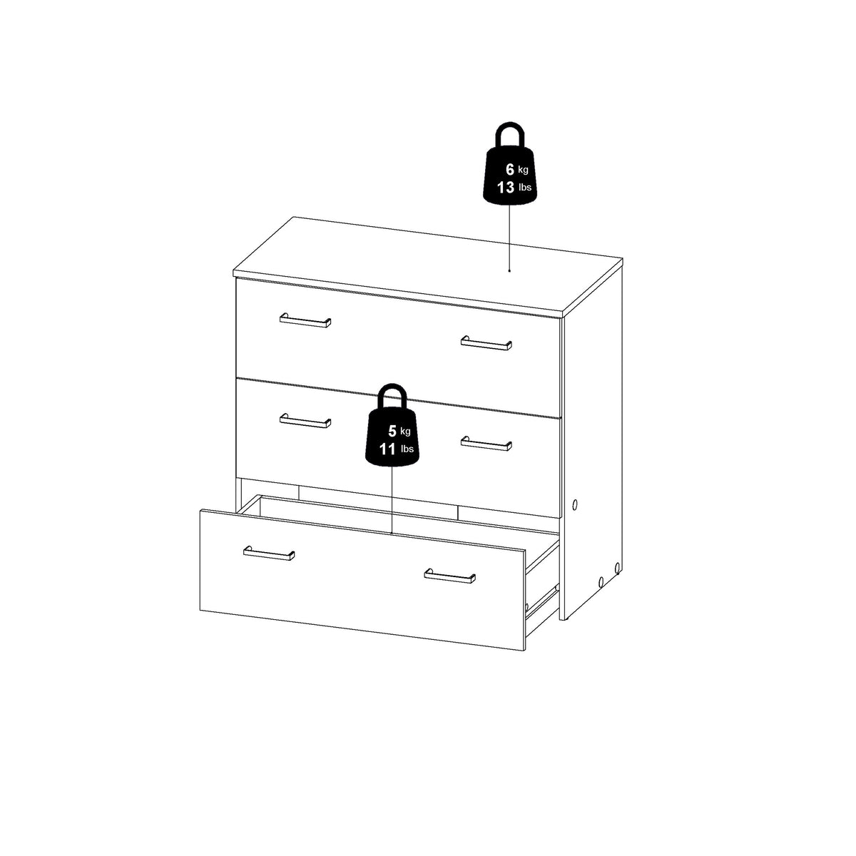 Jupiter Chest of 3 Drawers in Oak