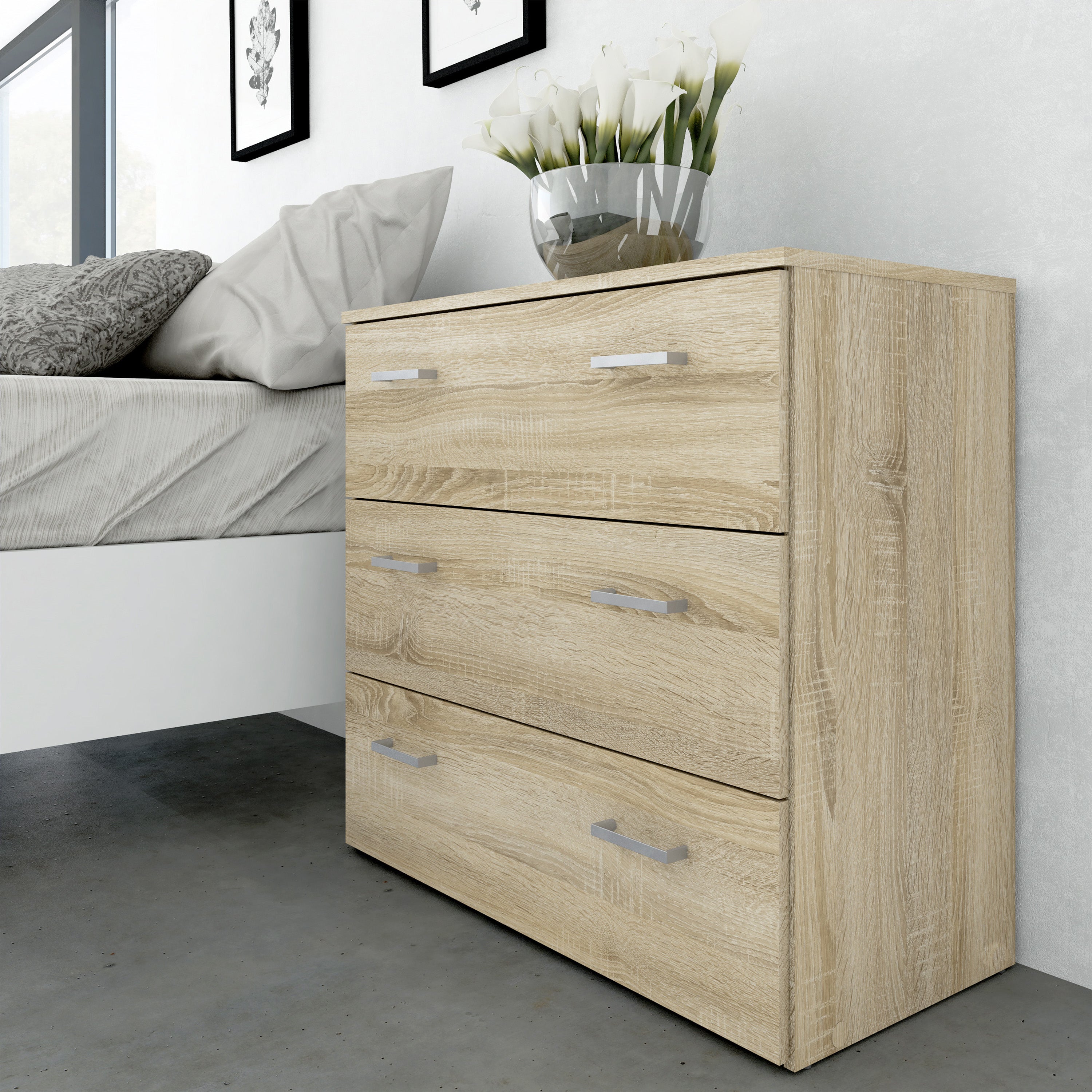 Skylar Chest of 3 Drawers in Oak