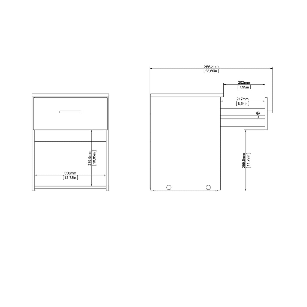 Jupiter Bedside 1 Drawer in White