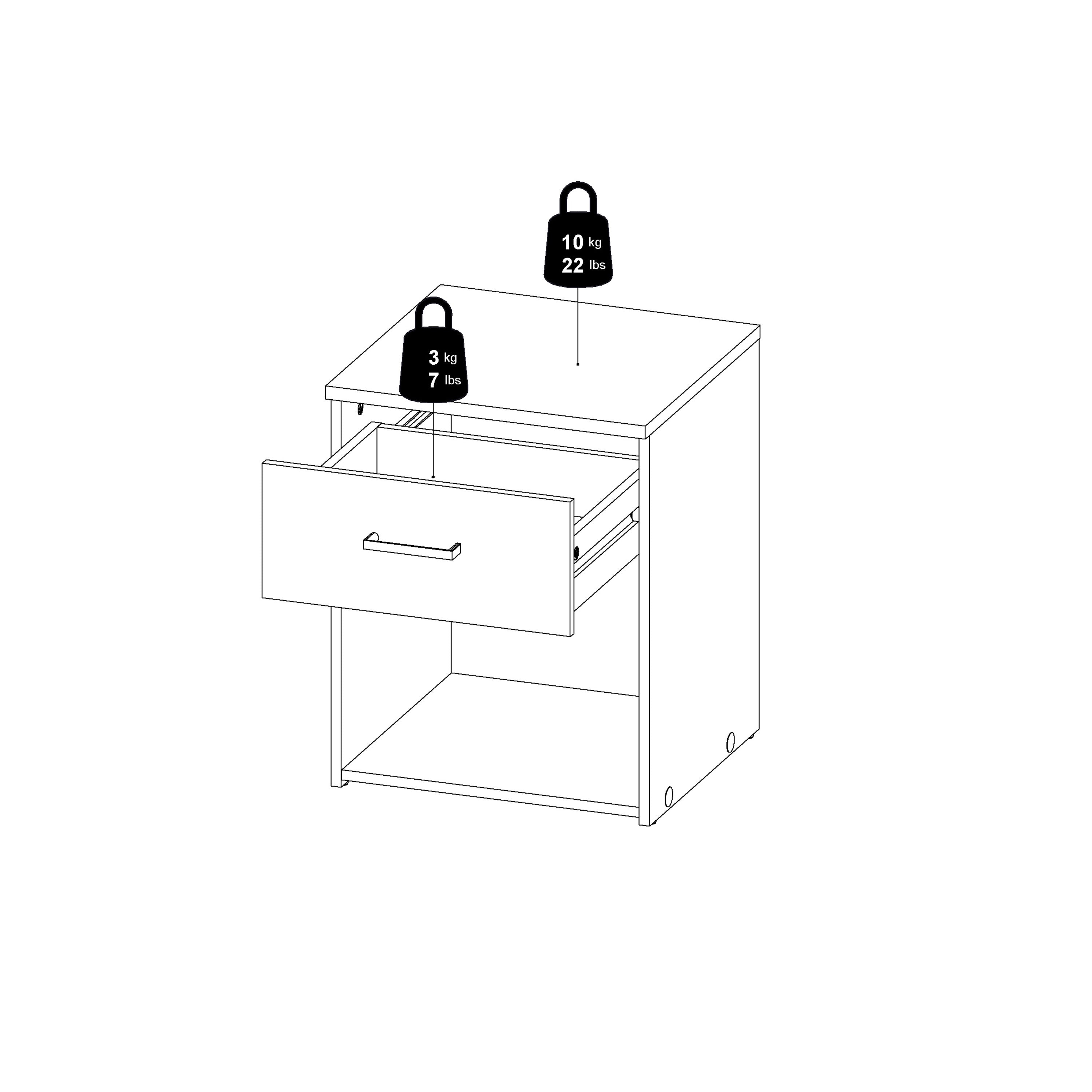 Jupiter Bedside 1 Drawer in White