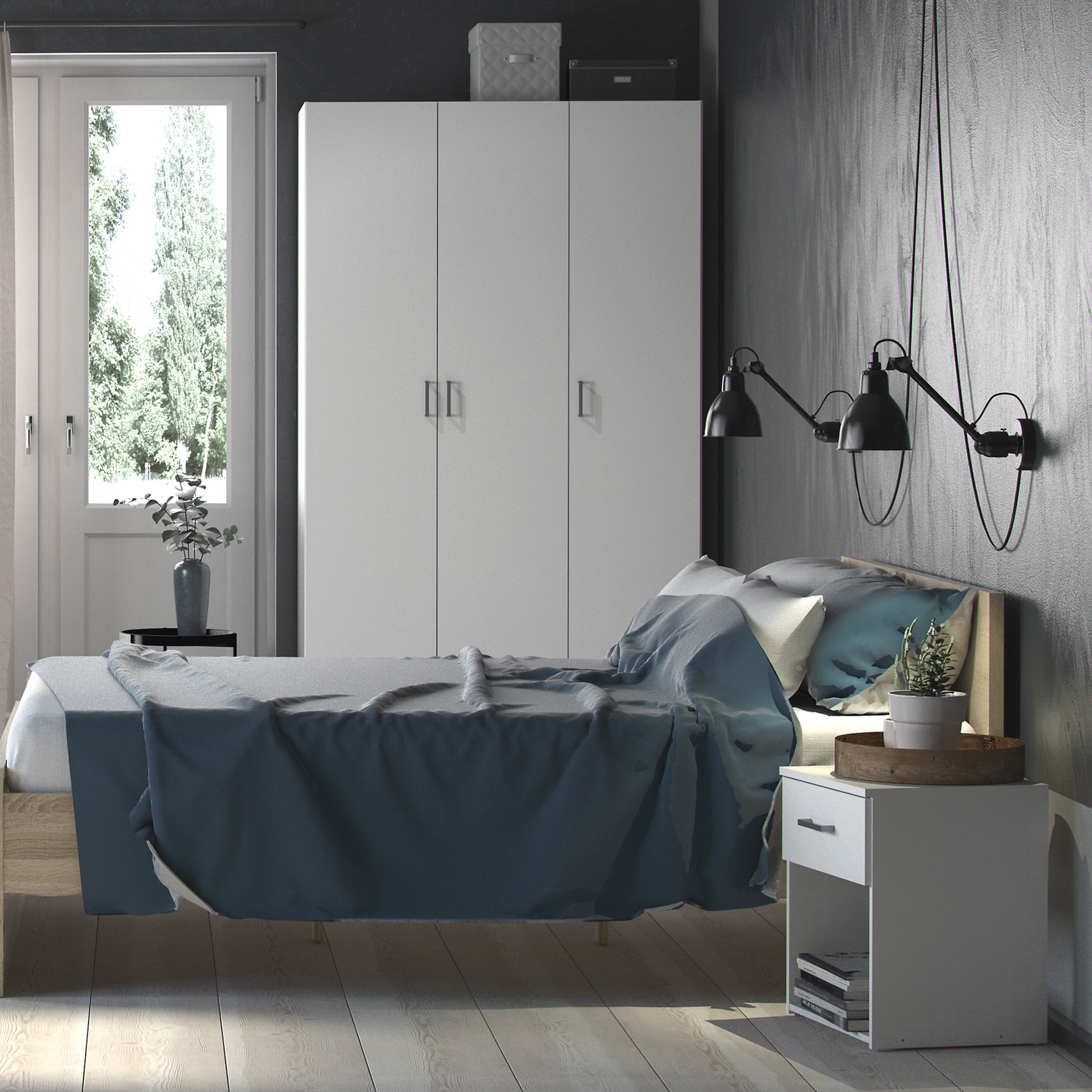Jupiter Bedside 1 Drawer in White
